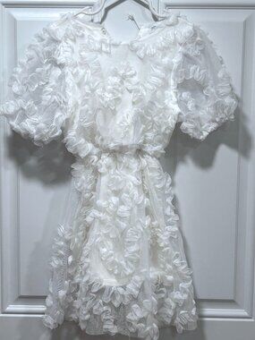 Zara Kids Girl White Applique Dress - Size 6
